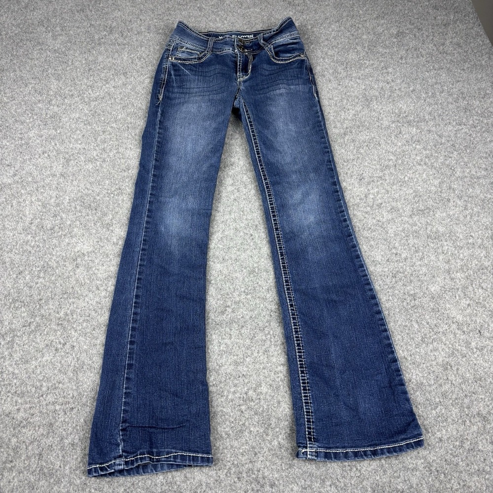 Wallflower Bootcut Jeans Women's Size 1 Regular Medium Wash Flap Pocket Blue EUC